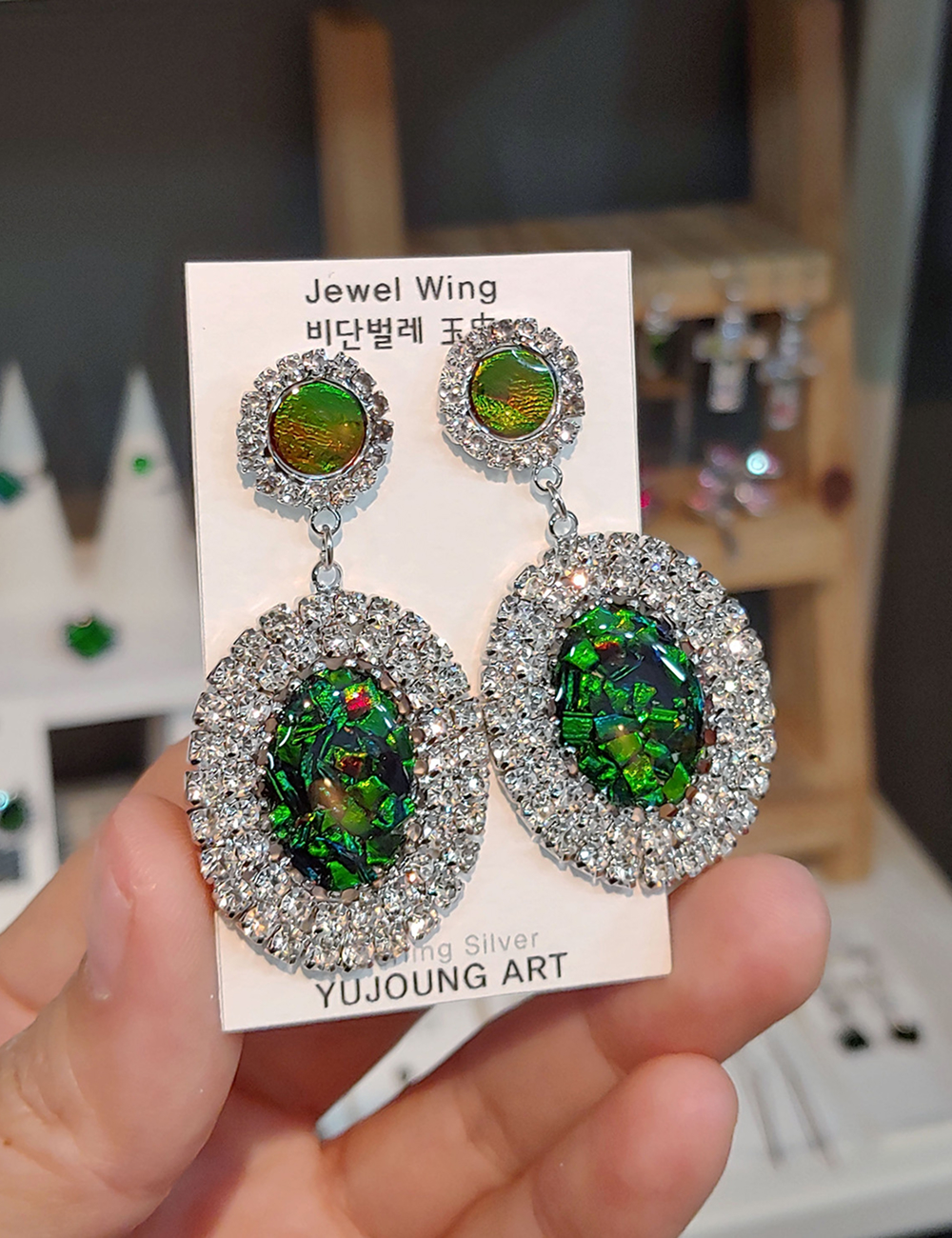 사랑과 재물의 더블라운드 비단날개 귀걸이